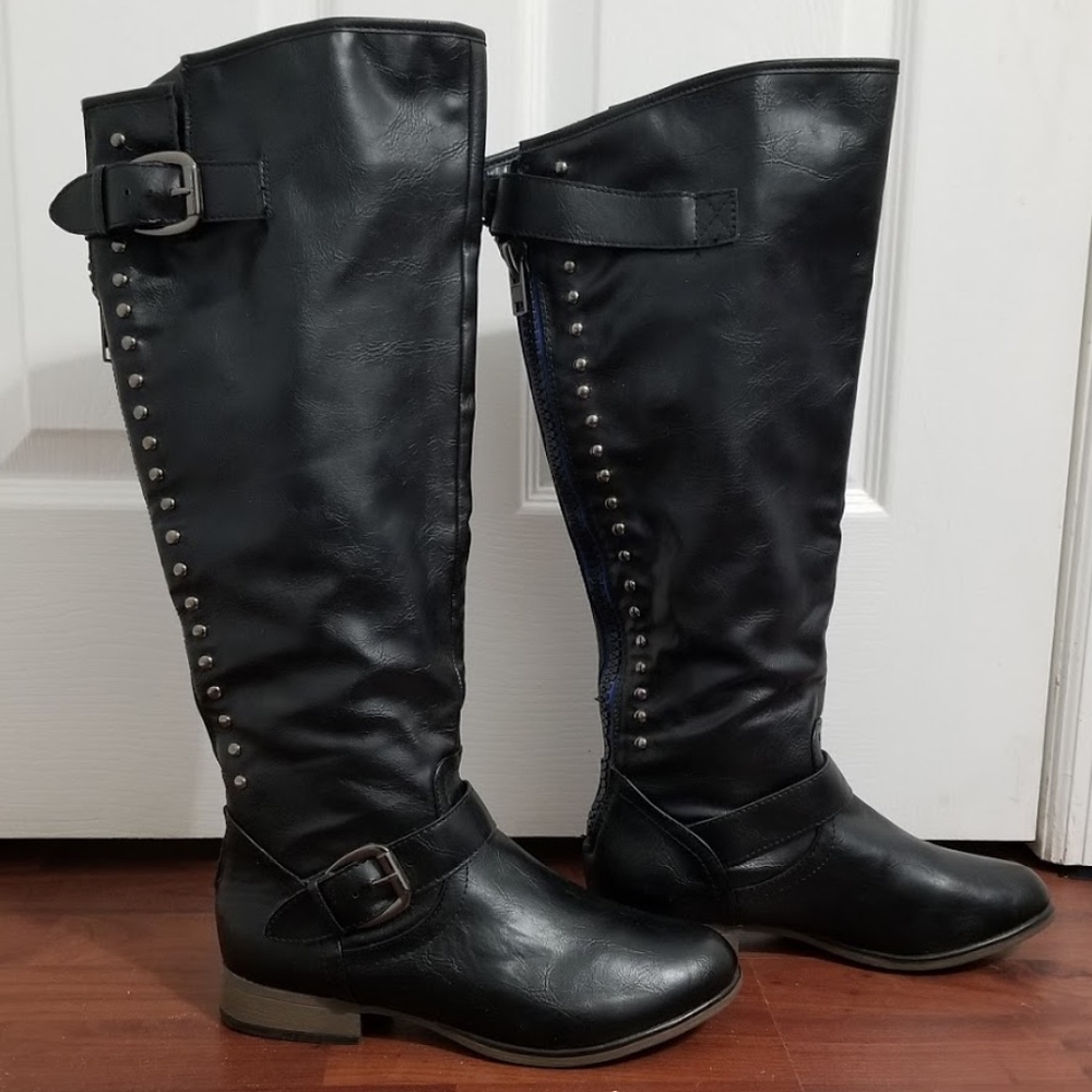Contrast Color Rear Zipper Mid Calf Boot-2 For $45 - Picture 2 of 5